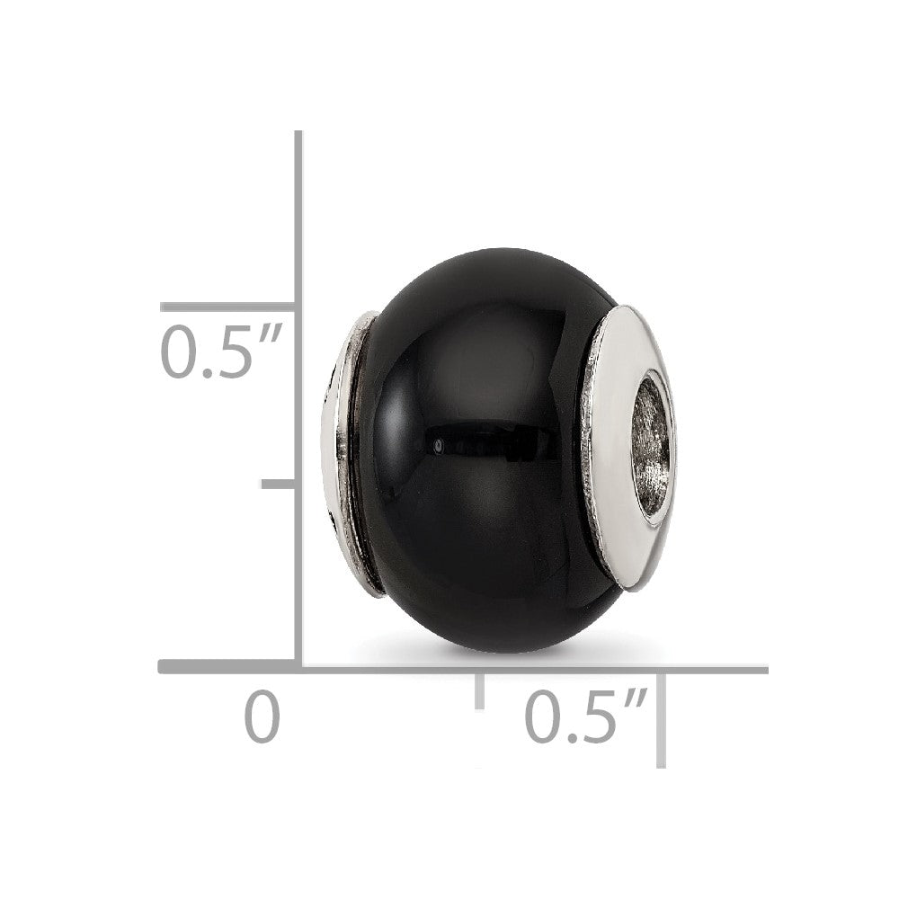 Sterlingsilber Reflections Schwarz Achat Stein Perle
