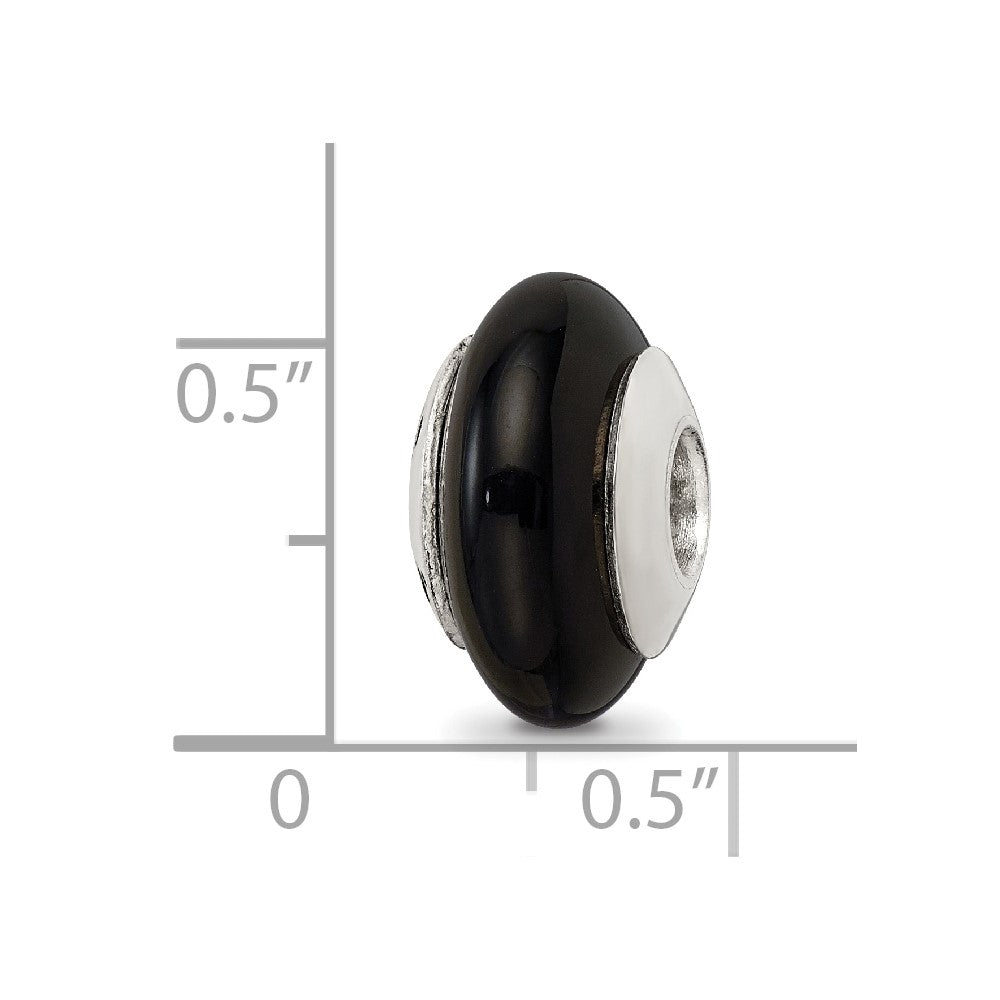 Sterlingsilber Reflections Schwarz Achat Stein Perle
