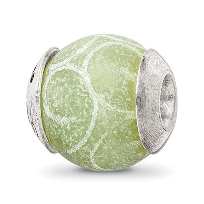 Sterlingsilber Reflections Geätzt Jade Stein Perle