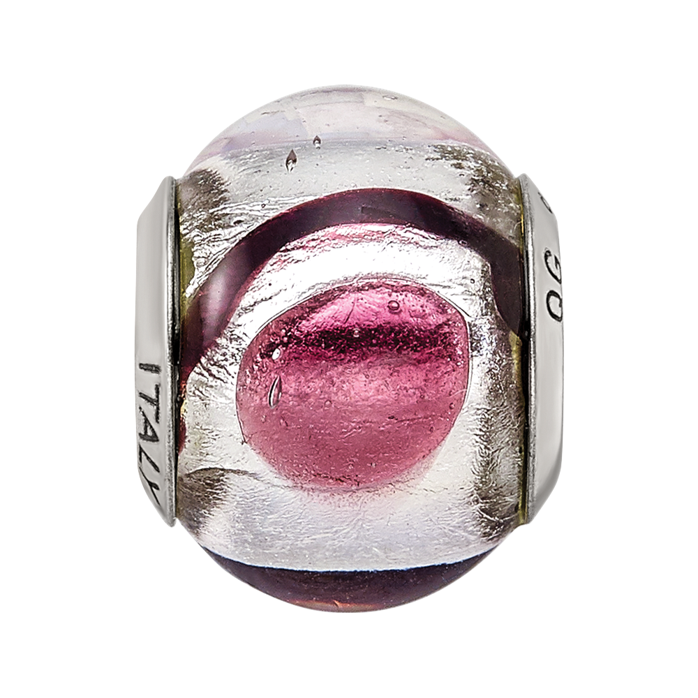 Sterlingsilber Reflections Weiß/lavender/blck Italienisch Murano Perle