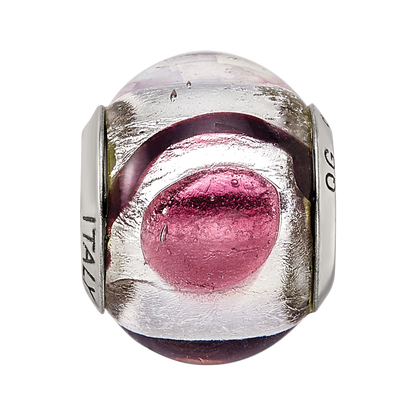 Sterlingsilber Reflections Weiß/lavender/blck Italienisch Murano Perle