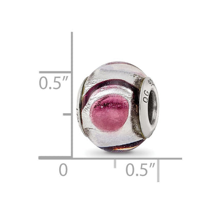 Sterlingsilber Reflections Weiß/lavender/blck Italienisch Murano Perle