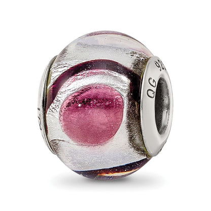 Sterlingsilber Reflections Weiß/lavender/blck Italienisch Murano Perle