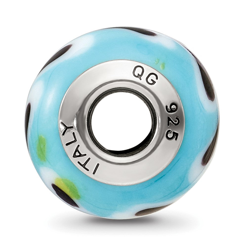 Sterlingsilber Reflections Lt. Blau/white/black Italienisch Murano Perle