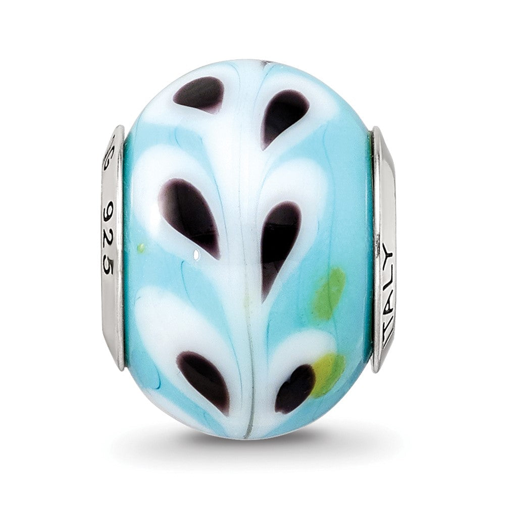 Sterlingsilber Reflections Lt. Blau/white/black Italienisch Murano Perle