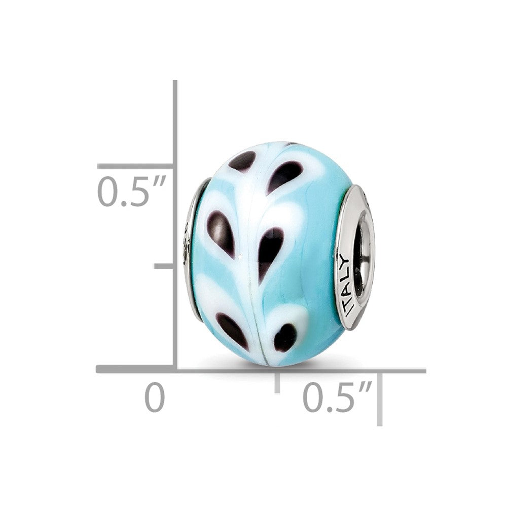 Sterlingsilber Reflections Lt. Blau/white/black Italienisch Murano Perle