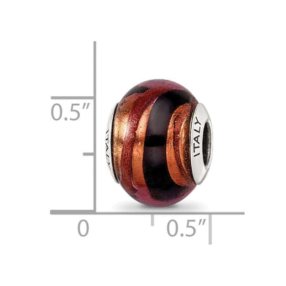 Sterlingsilber Reflections Copper/black Italienisch Murano Perle