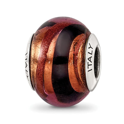 Sterlingsilber Reflections Copper/black Italienisch Murano Perle