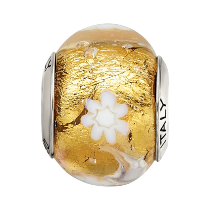 Sterlingsilber Reflections Gold/white Blume Italienisch Murano Perle