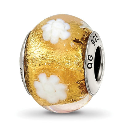 Sterlingsilber Reflections Gold/white Blume Italienisch Murano Perle