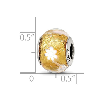 Sterlingsilber Reflections Gold/white Blume Italienisch Murano Perle