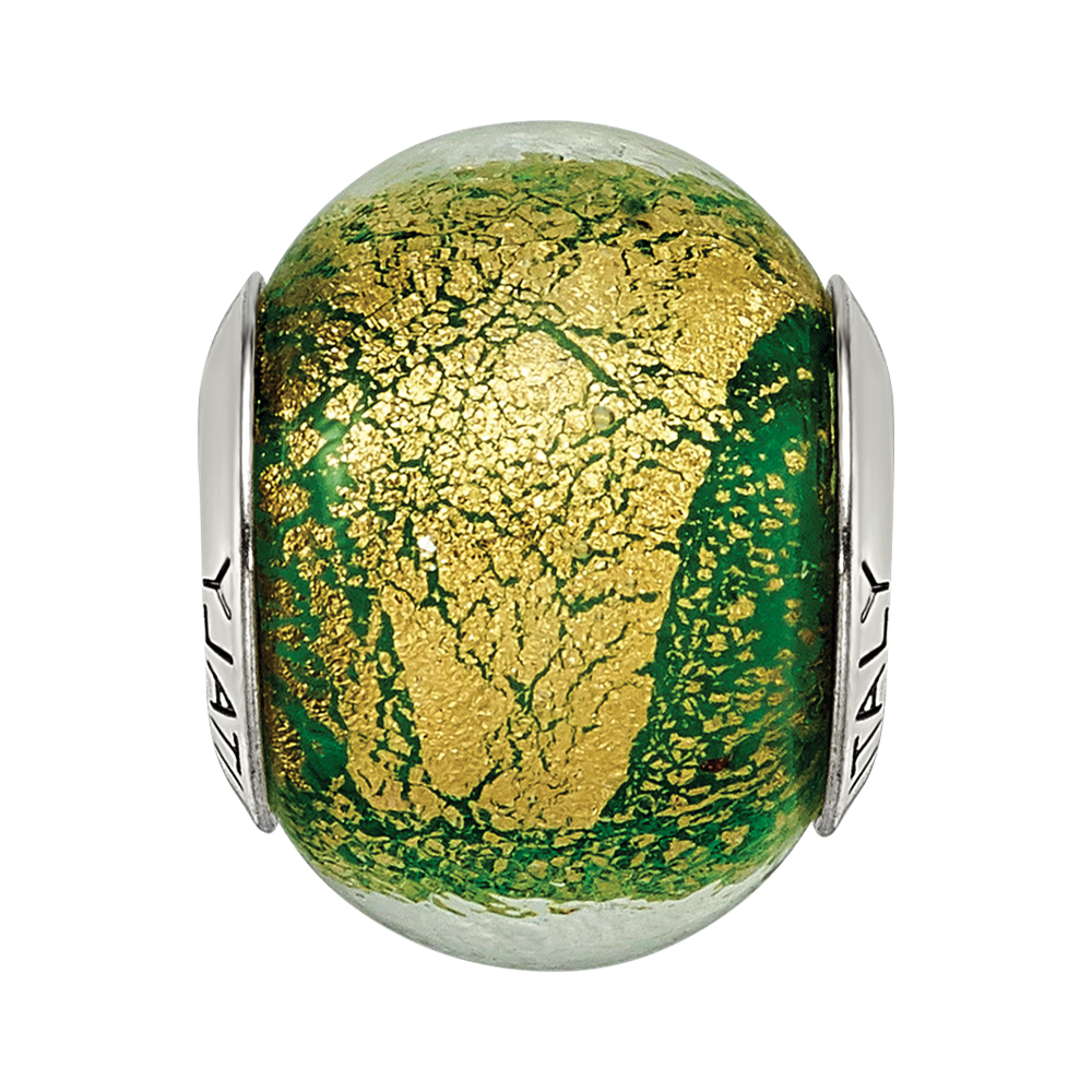 Sterlingsilber Reflections Grün/gold Italienisch Murano Perle