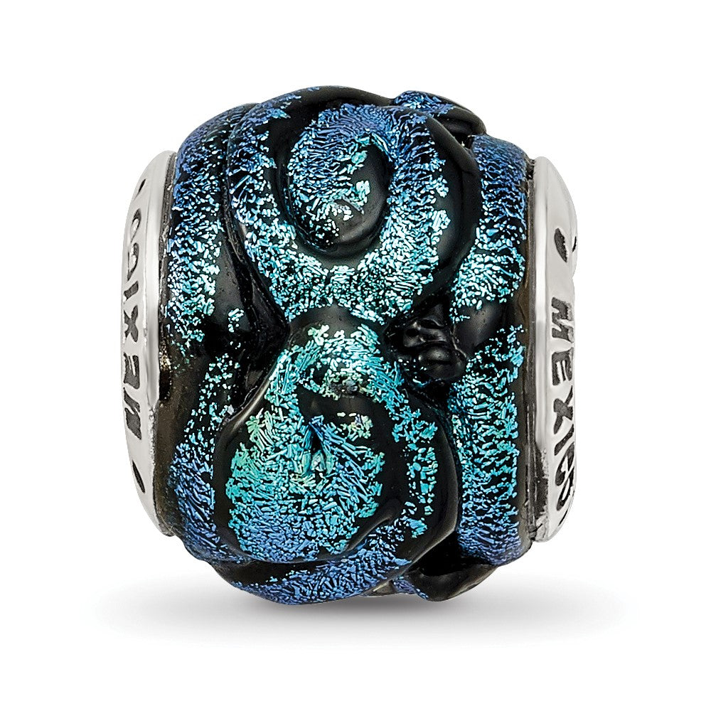 Sterlingsilber Reflections Blau Dichroic Glas Perle