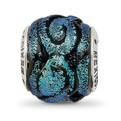 Sterlingsilber Reflections Blau Dichroic Glas Perle