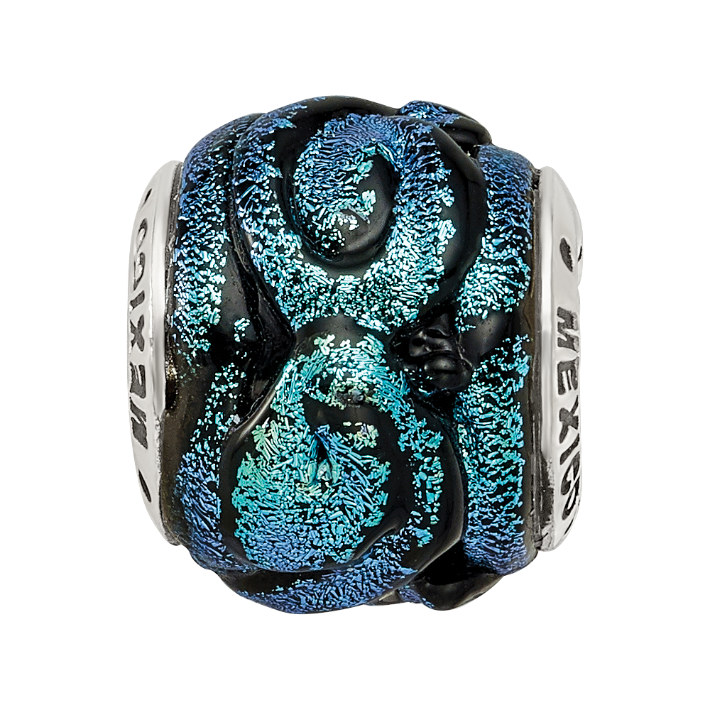 Sterlingsilber Reflections Blau Dichroic Glas Perle