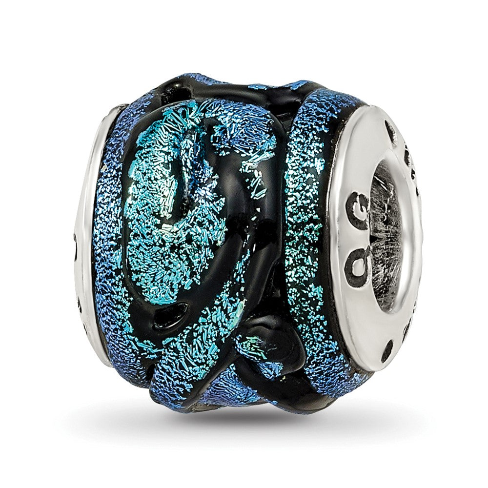 Sterlingsilber Reflections Blau Dichroic Glas Perle