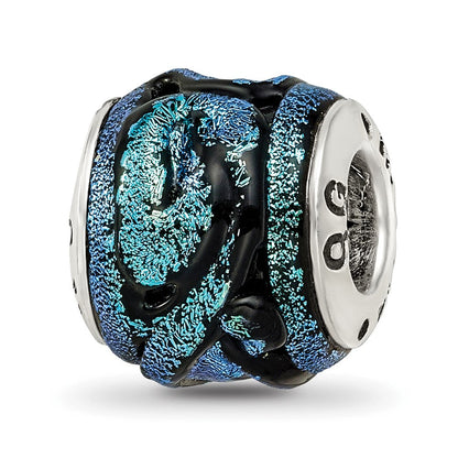 Sterlingsilber Reflections Blau Dichroic Glas Perle