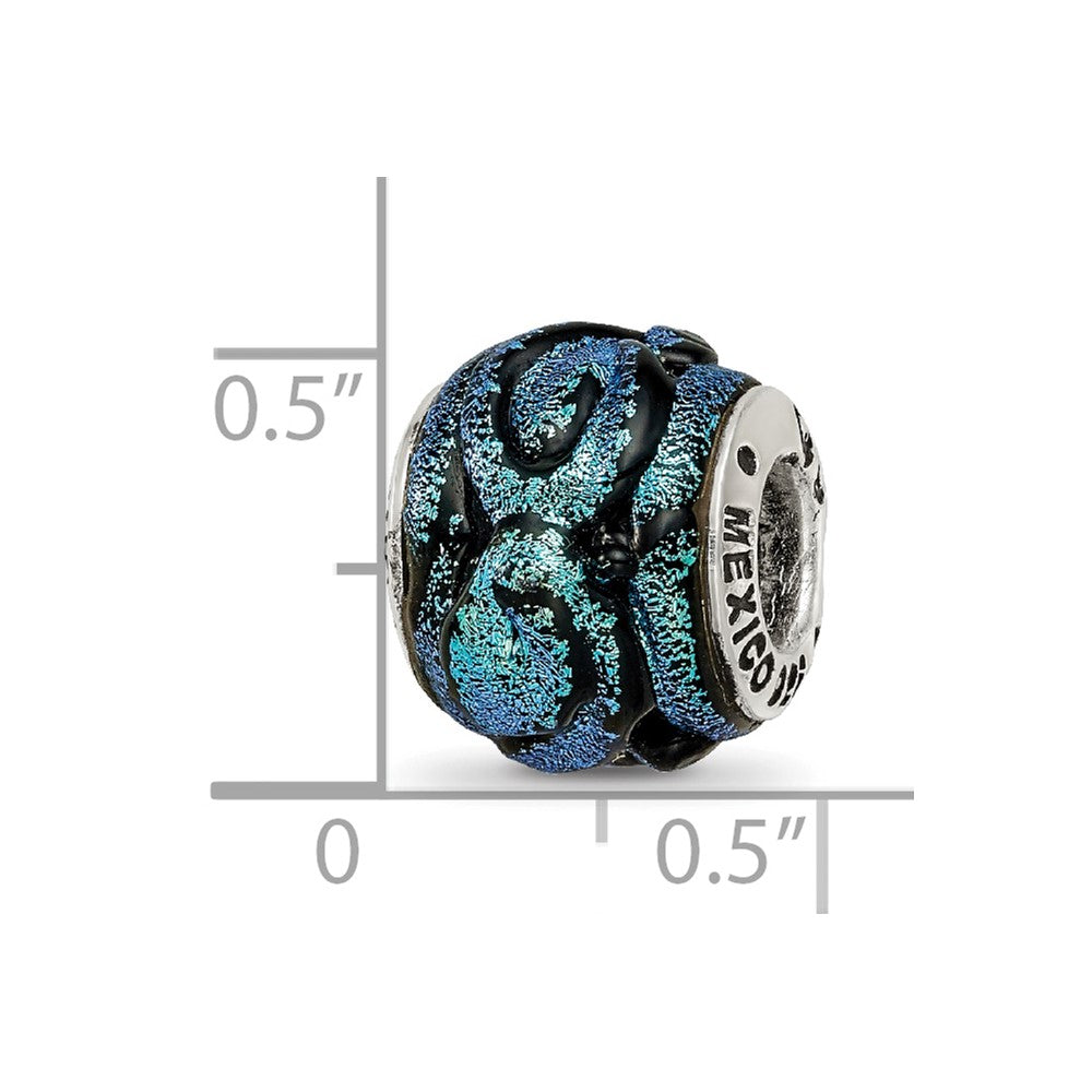 Sterlingsilber Reflections Blau Dichroic Glas Perle