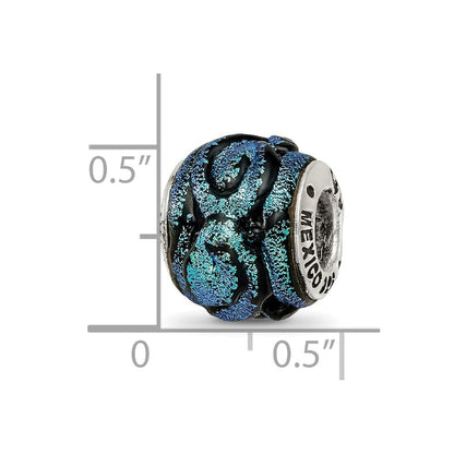 Sterlingsilber Reflections Blau Dichroic Glas Perle