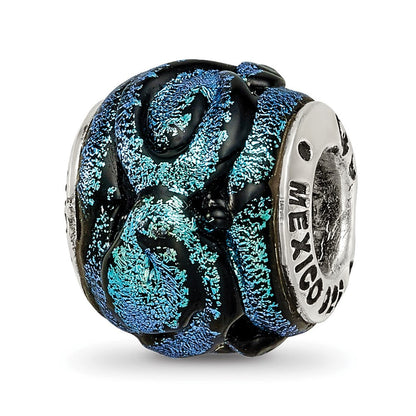 Sterlingsilber Reflections Blau Dichroic Glas Perle