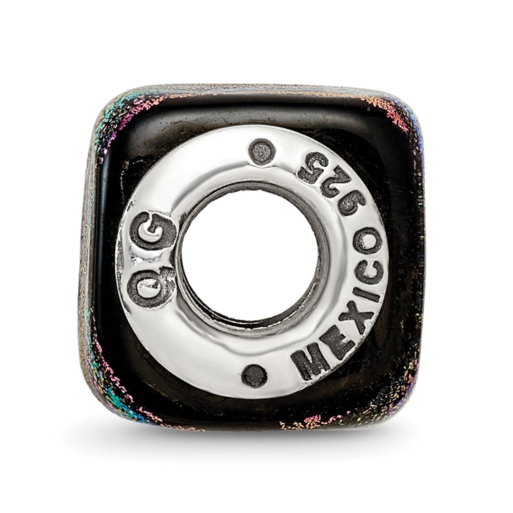 Sterlingsilber Reflections Lila Quadratisch Dichroic Glas Perle