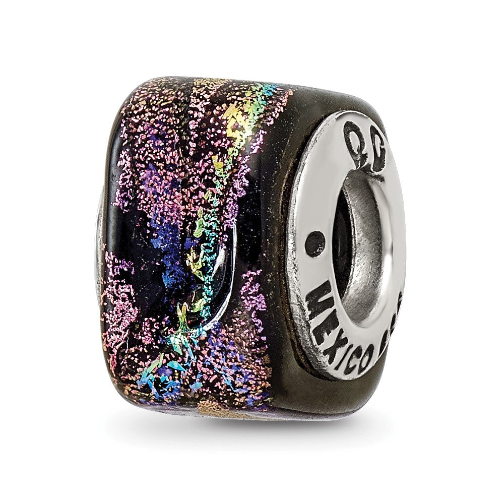 Sterlingsilber Reflections Lila Quadratisch Dichroic Glas Perle