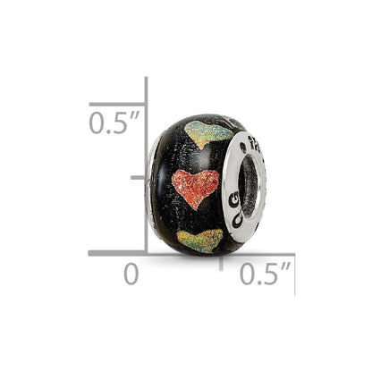 Sterlingsilber Reflections Orange/green Herzen Dichroic Glas Perle
