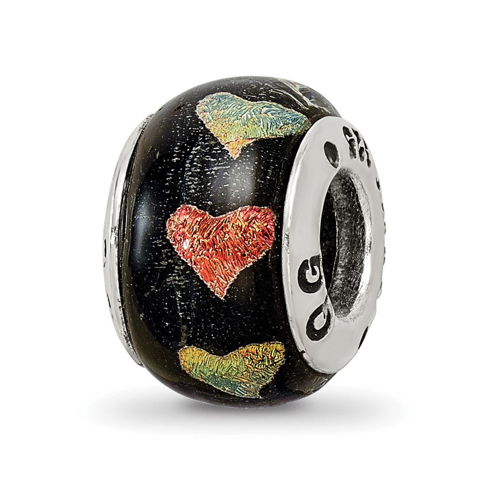 Sterlingsilber Reflections Orange/green Herzen Dichroic Glas Perle