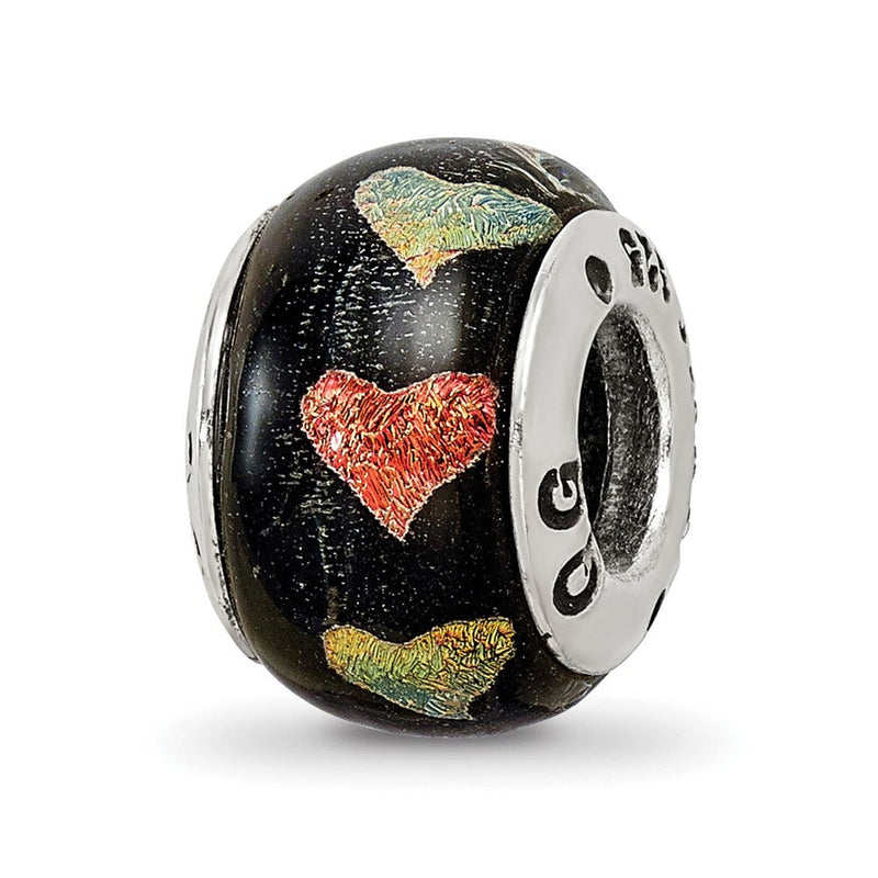 Sterlingsilber Reflections Orange/green Herzen Dichroic Glas Perle