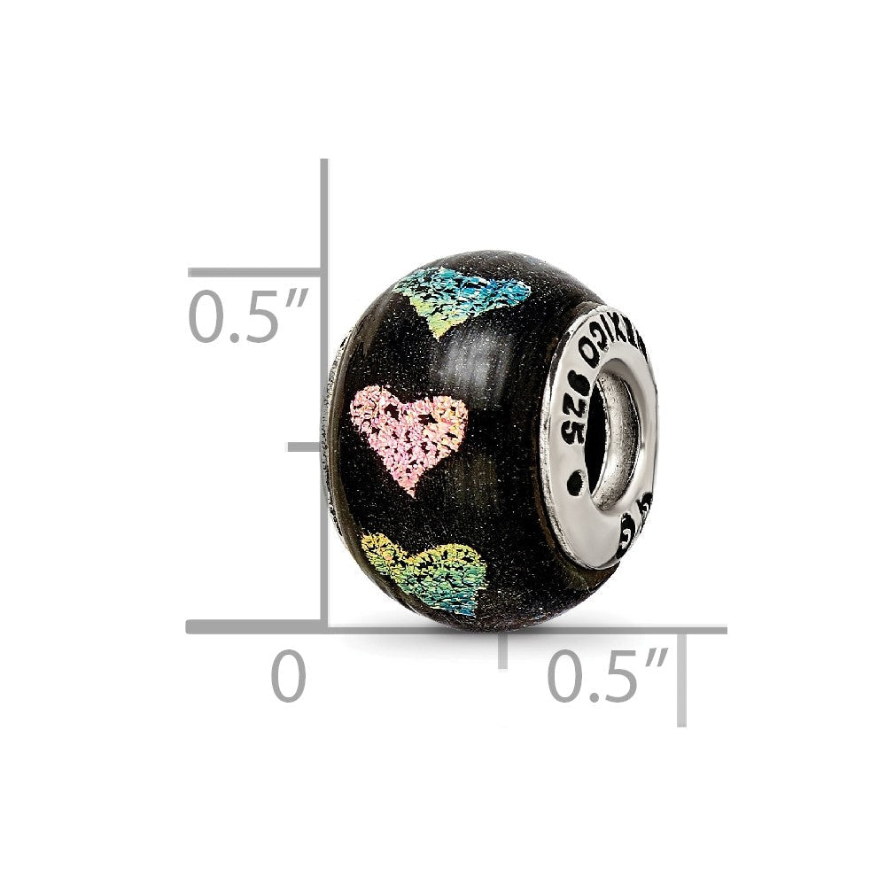 Sterlingsilber Reflections Rosa/purple Herzen Dichroic Glas Perle
