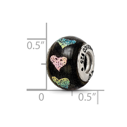 Sterlingsilber Reflections Rosa/purple Herzen Dichroic Glas Perle