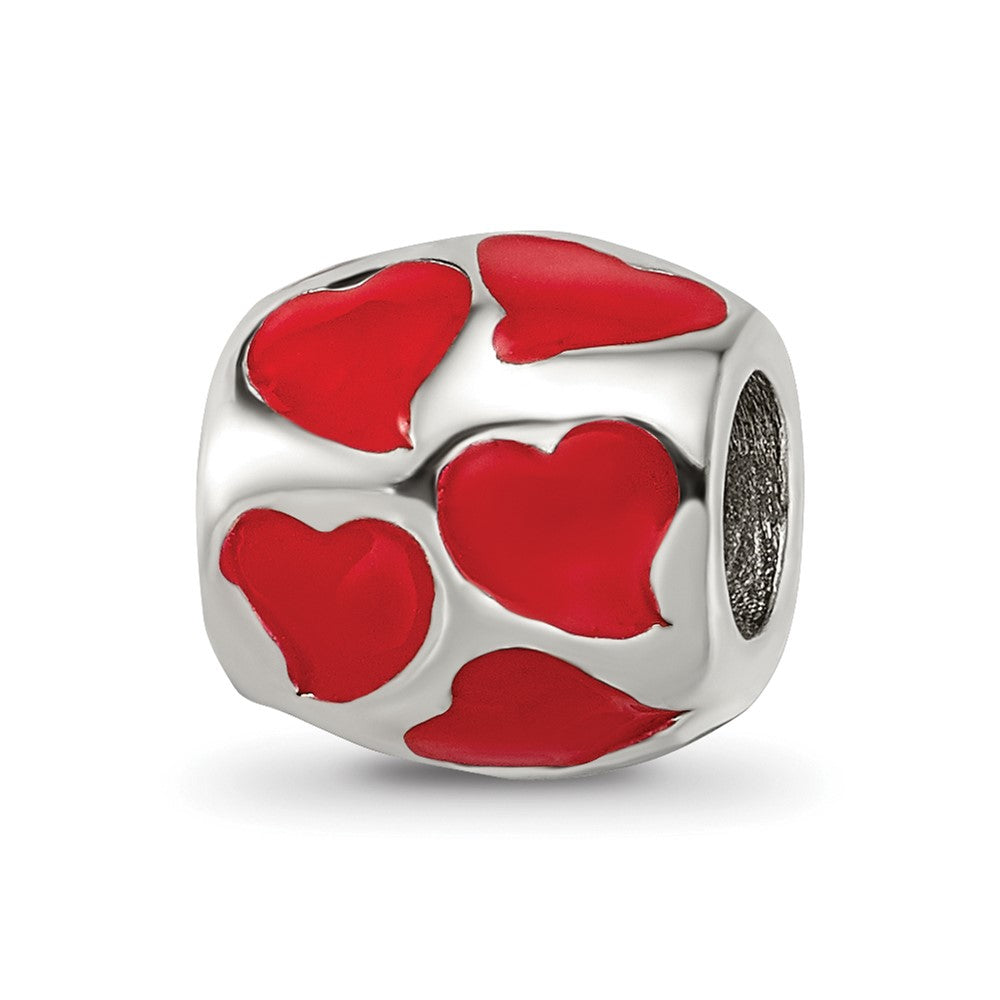 Sterlingsilber Reflections Rot Emailliert Herzen Perle