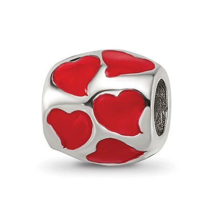 Sterlingsilber Reflections Rot Emailliert Herzen Perle