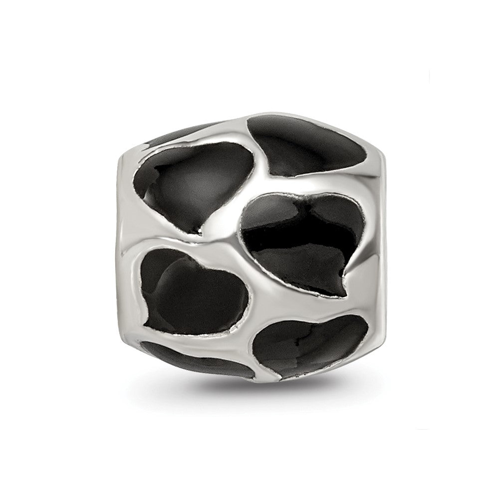 Sterlingsilber Reflections Schwarz Emailliert Herzen Perle