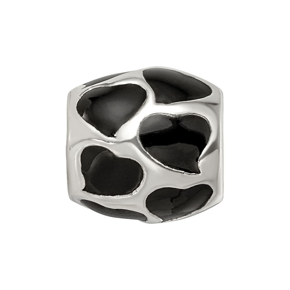 Sterlingsilber Reflections Schwarz Emailliert Herzen Perle