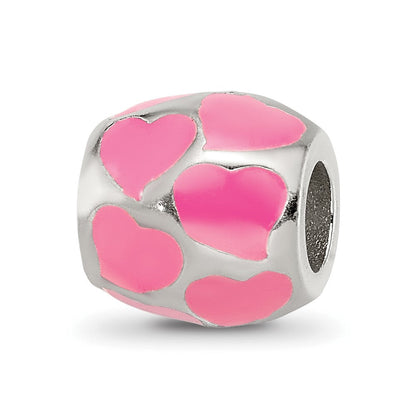 Sterlingsilber Reflections Rosa Emailliert Herzen Perle