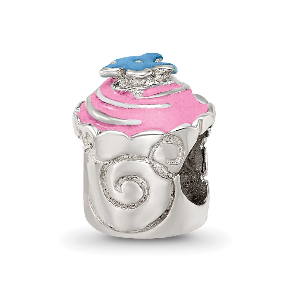 Sterlingsilber Reflections Rosa Emailliert Cupcake Perle