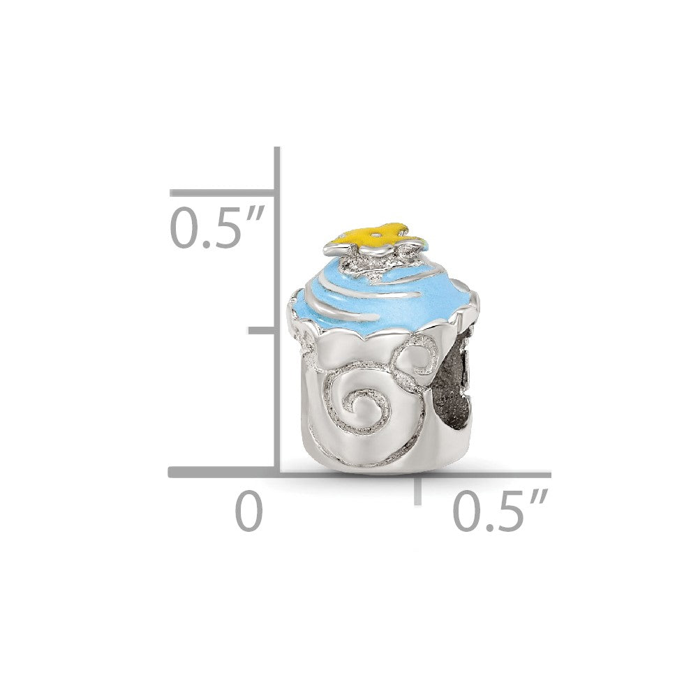 Sterlingsilber Reflections Blau Emailliert Cupcake Perle