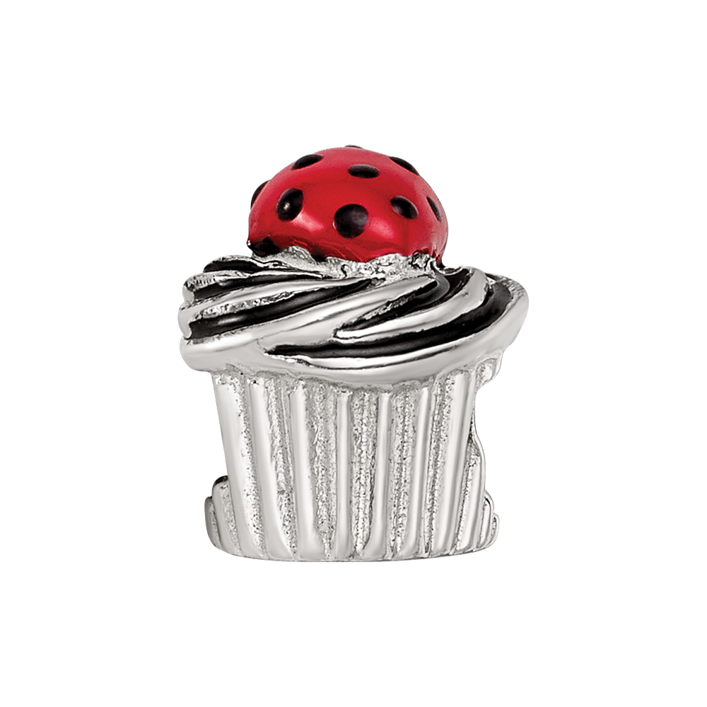 Sterlingsilber Reflections Emailliert Strawberry Cupcake Perle