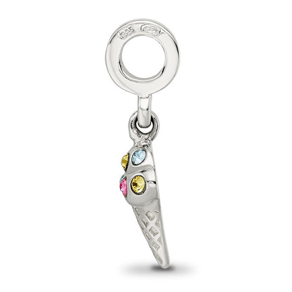 Sterlingsilber Reflections Zirkonia Eis Cream Cone Hängend Perle