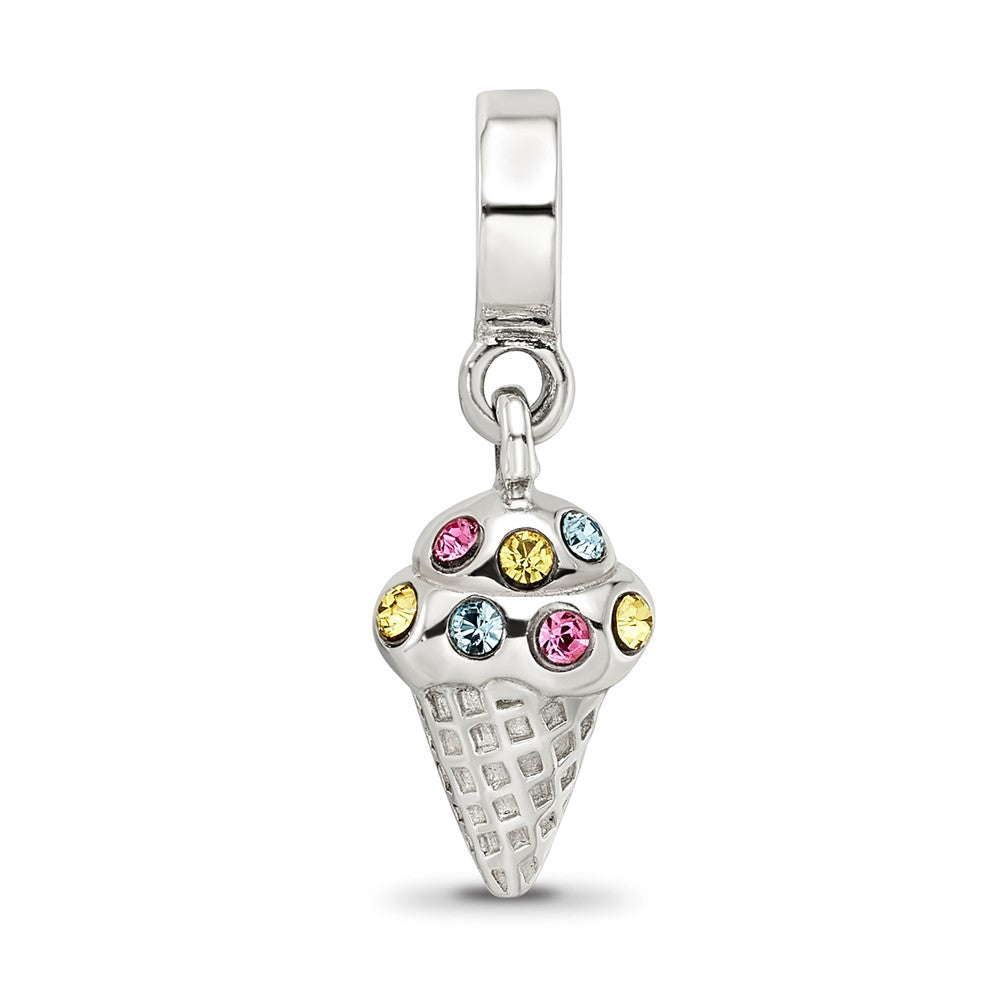 Sterlingsilber Reflections Zirkonia Eis Cream Cone Hängend Perle