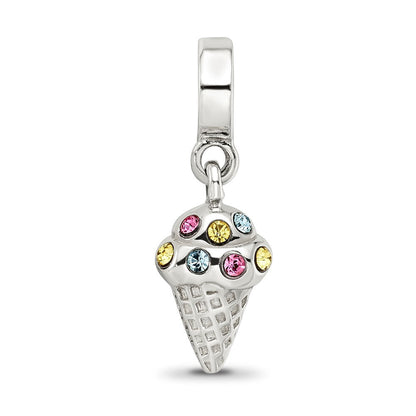 Sterlingsilber Reflections Zirkonia Eis Cream Cone Hängend Perle