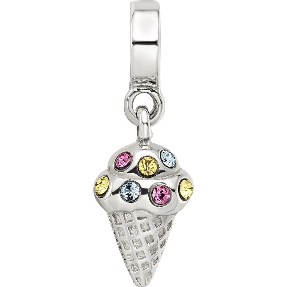 Sterlingsilber Reflections Zirkonia Eis Cream Cone Hängend Perle