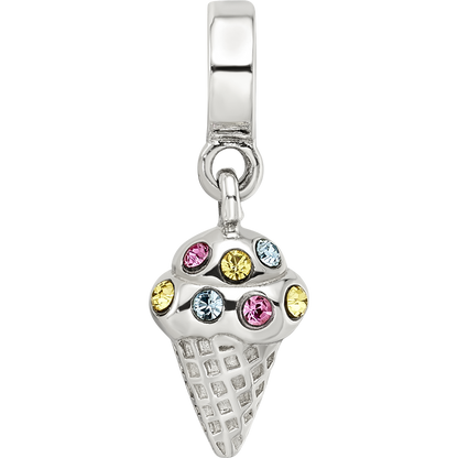 Sterlingsilber Reflections Zirkonia Eis Cream Cone Hängend Perle