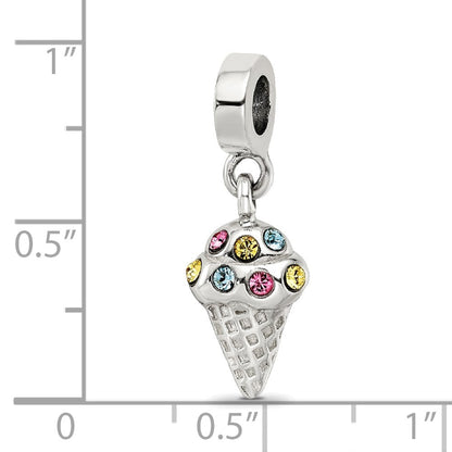 Sterlingsilber Reflections Zirkonia Eis Cream Cone Hängend Perle