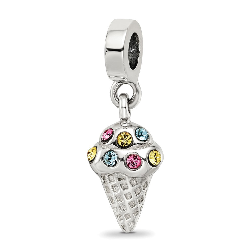 Sterlingsilber Reflections Zirkonia Eis Cream Cone Hängend Perle