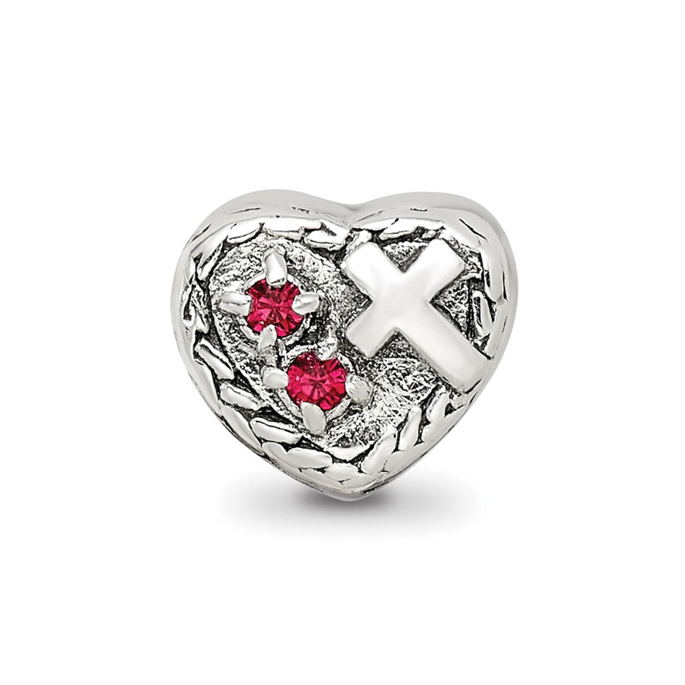 Sterlingsilber Reflections Zirkonia und Kreuz Herz Perle