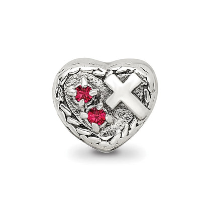 Sterlingsilber Reflections Zirkonia und Kreuz Herz Perle