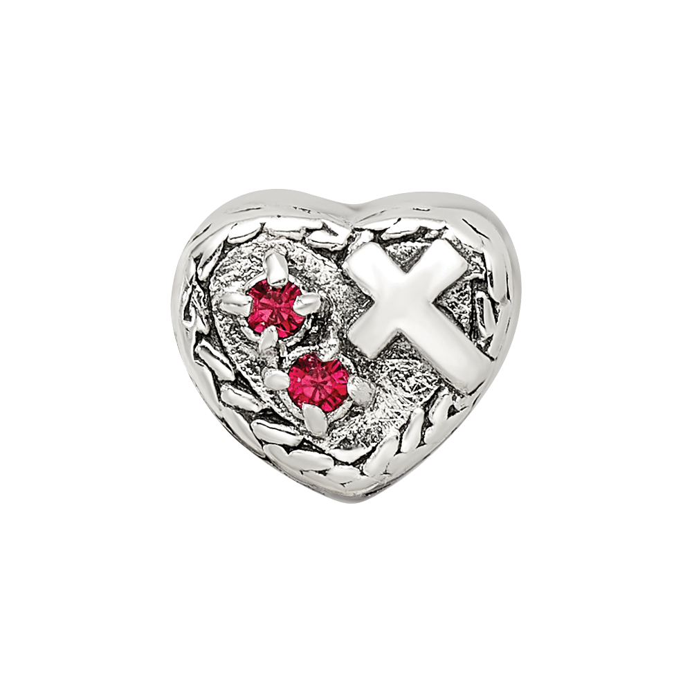 Sterlingsilber Reflections Zirkonia und Kreuz Herz Perle