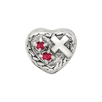Sterlingsilber Reflections Zirkonia und Kreuz Herz Perle